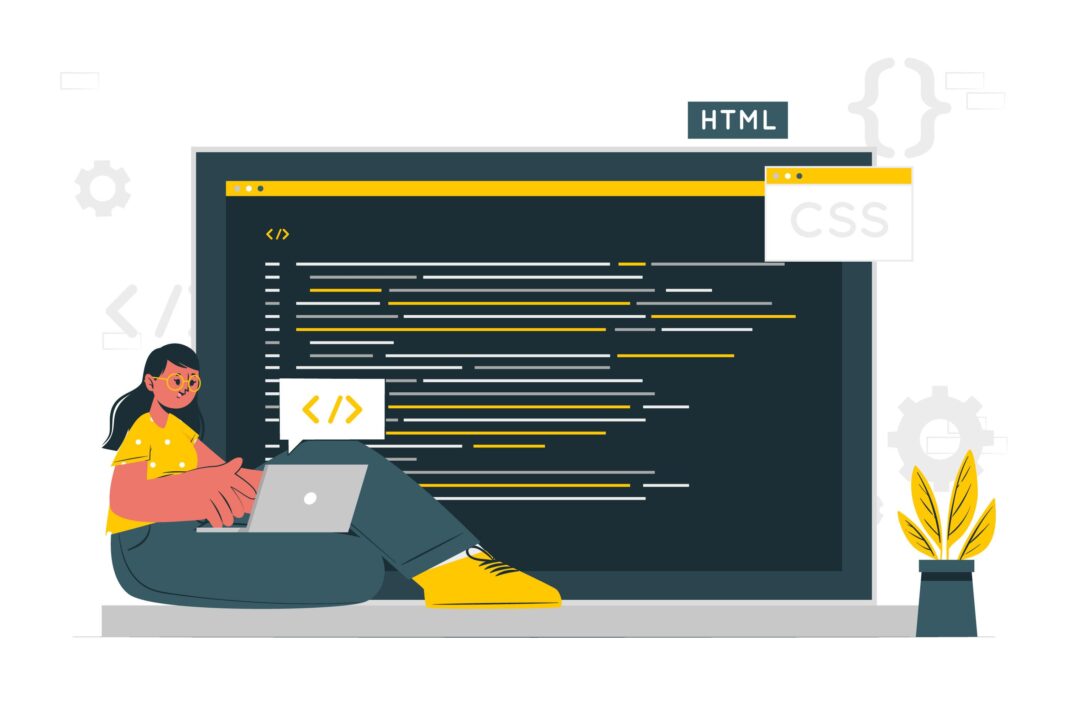 a web layout with a lady designing the web elements