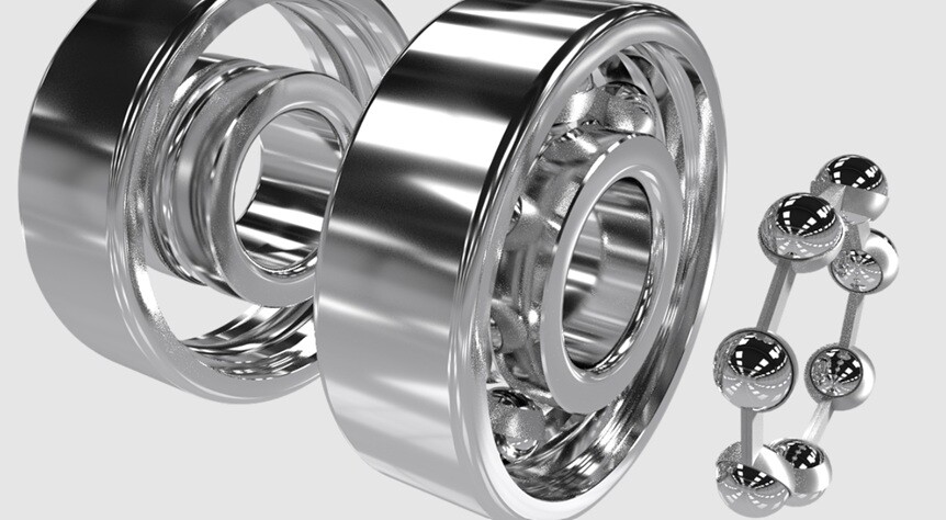 the parts of a ball bearing into three parts