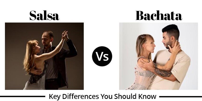 salsa and bachata dance pose of a male and a female