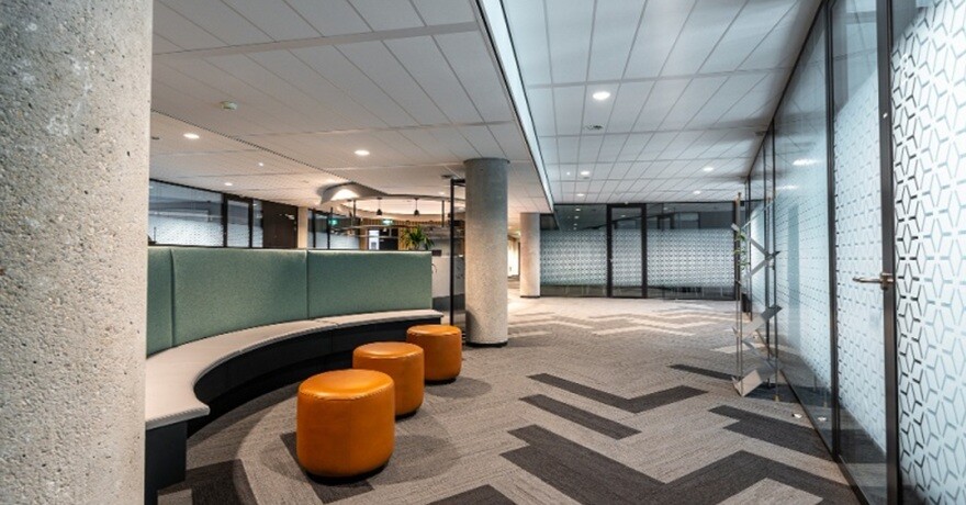 innovative workspace with cushions and seats that look comfortable and modern