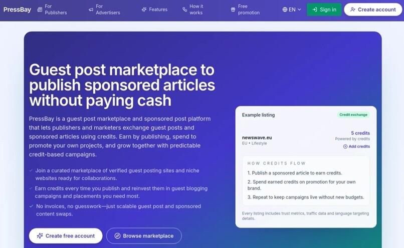 Pressbay site homepage screenshot