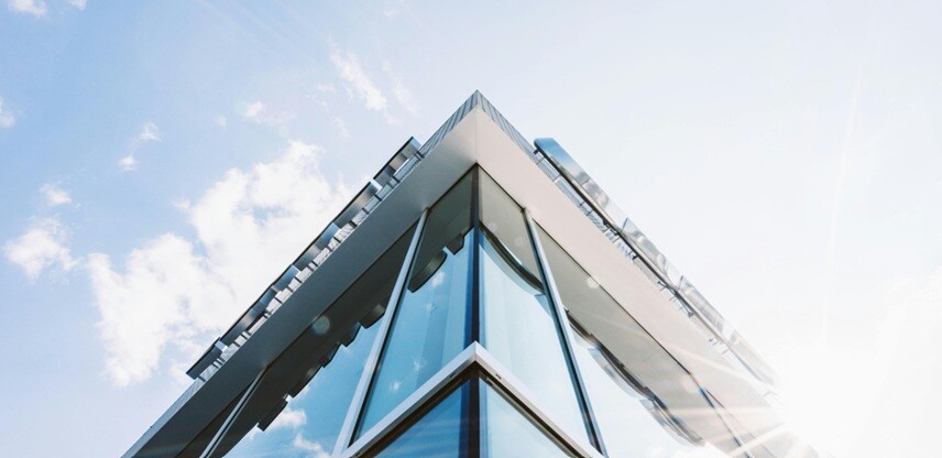commercial building a commercial building in modern style and blue sky in the background