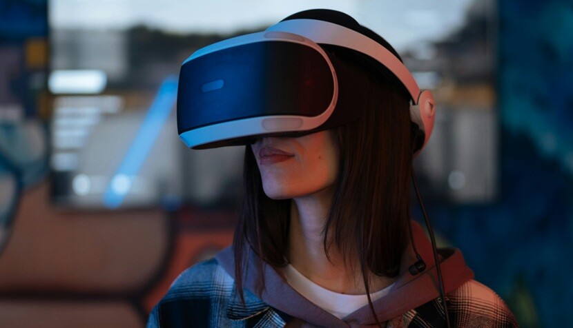 a lady wearing a eye mask in real world AI