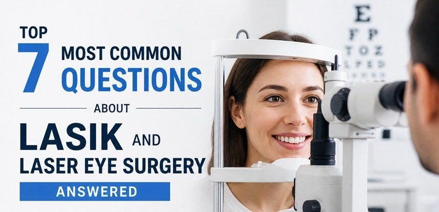 LASIK eye surgery consultation and examination in a modern clinic, illustrating common questions and insights about laser eye surgery and vision correction