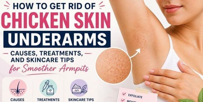 Close-up of smooth underarm skincare routine with gentle exfoliation and moisturizing, representing treatments and tips to reduce chicken skin (keratosis pilaris) for smoother armpits