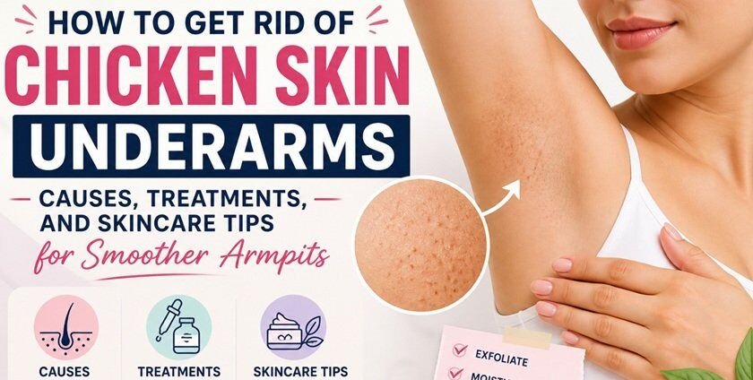 Close-up of smooth underarm skincare routine with gentle exfoliation and moisturizing, representing treatments and tips to reduce chicken skin (keratosis pilaris) for smoother armpits