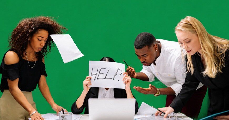 HR manager supporting employee mental health and workplace wellbeing in a modern office