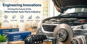 Modern aftermarket auto parts displayed in a professional workshop, highlighting engineering innovations, vehicle maintenance, and the future of the automotive industry.