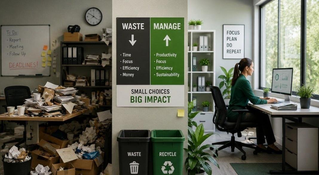 waste Workplace waste management and productivity with organized office recycling