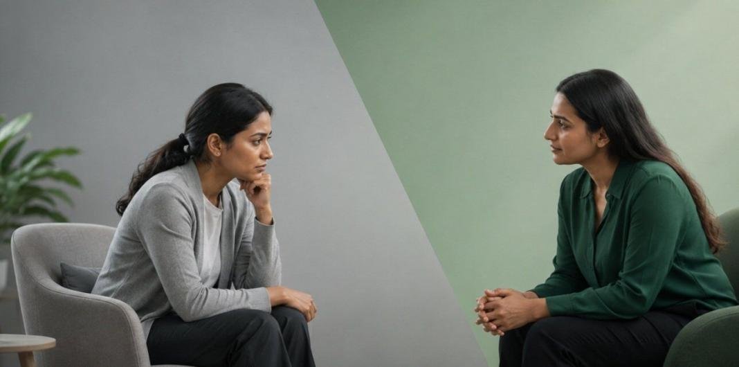 workplace Two women discussing mental health and workplace wellbeing
