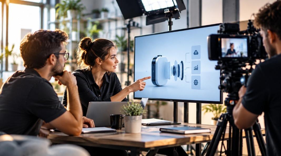 Creative team simplifying a complex product through professional video production and visual storytelling